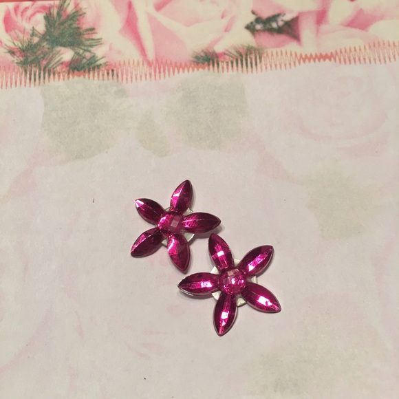 Pink flower crystal earrings - Picture 1 of 8